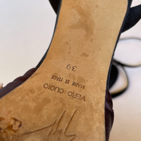 Giuseppe Zanotti High Heel Burgundy Suede Dress Sandals Peep-toe - Picture 7 of 8